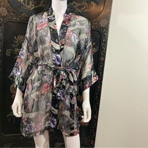Vintage Victoria’s Secret Gold Label Floral Sheer Kimono Robe
